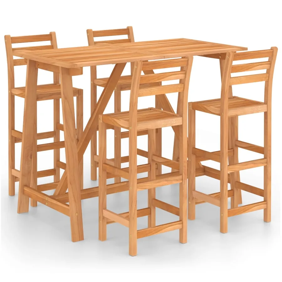 Ensemble de bar d'extérieur 5 pcs Bois d'acacia massif - 2