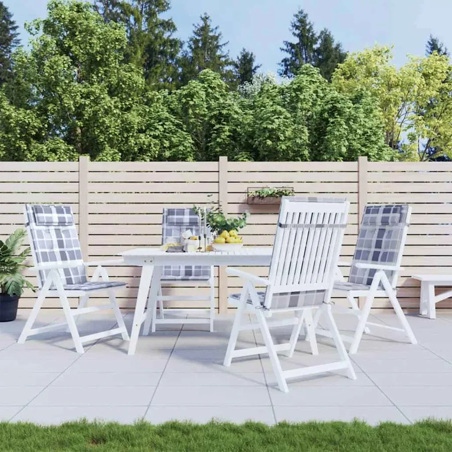 Coussins de chaise à dossier haut lot de 4 carreaux gris