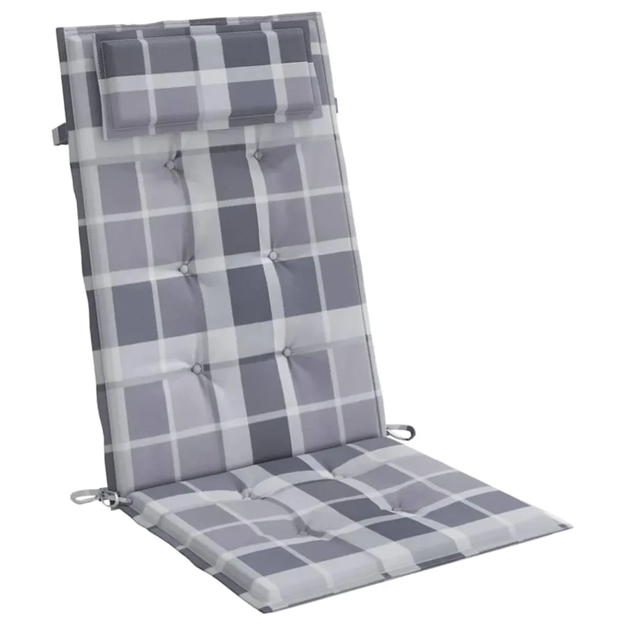 Coussins de chaise à dossier haut lot de 4 carreaux gris - 5