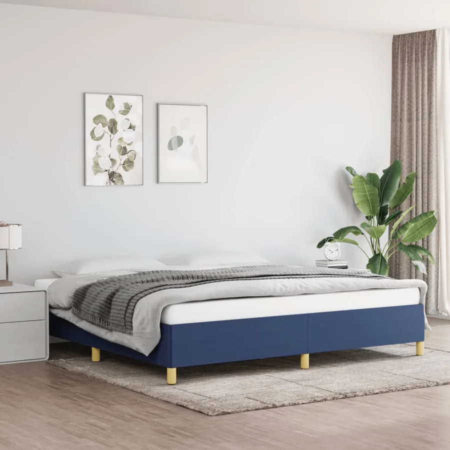 Cadre de lit sans matelas bleu 200x200 cm tissu