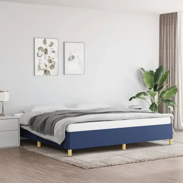 Cadre de lit sans matelas bleu 200x200 cm tissu