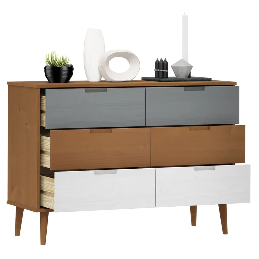 Commode MOLDE Marron 113x40x80 cm Bois de pin massif - 3