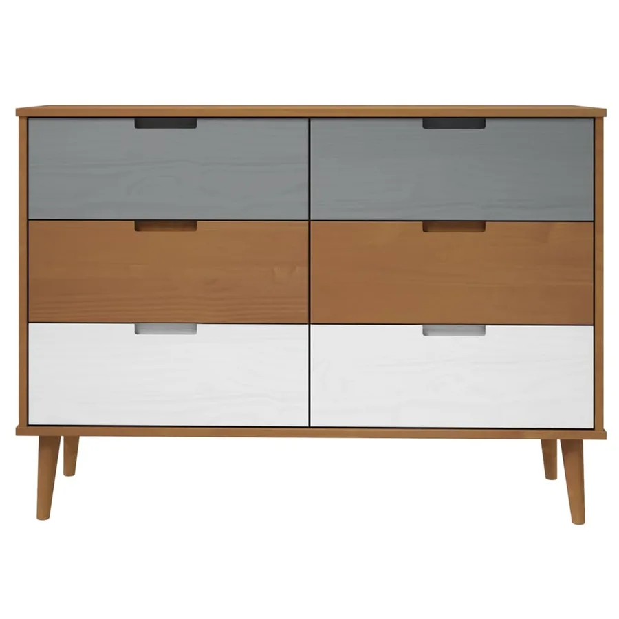 Commode MOLDE Marron 113x40x80 cm Bois de pin massif - 4
