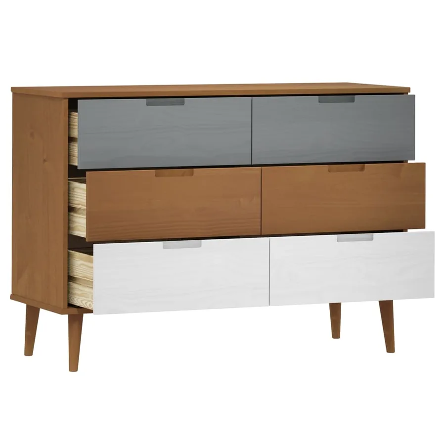 Commode MOLDE Marron 113x40x80 cm Bois de pin massif - 5