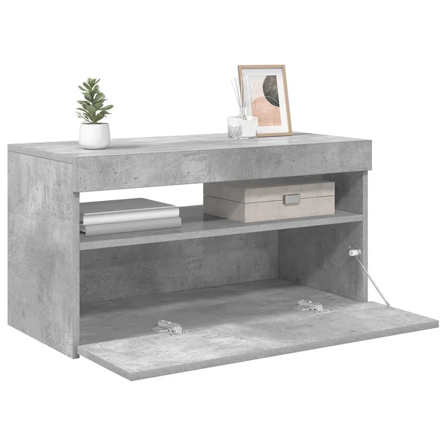 Meuble TV avec lumières LED Gris béton 75x35x40 cm - 16
