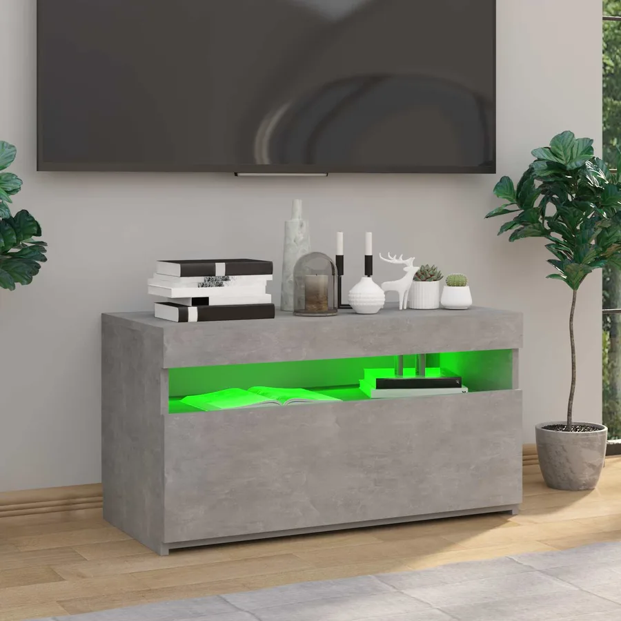 Meuble TV avec lumières LED Gris béton 75x35x40 cm - 3
