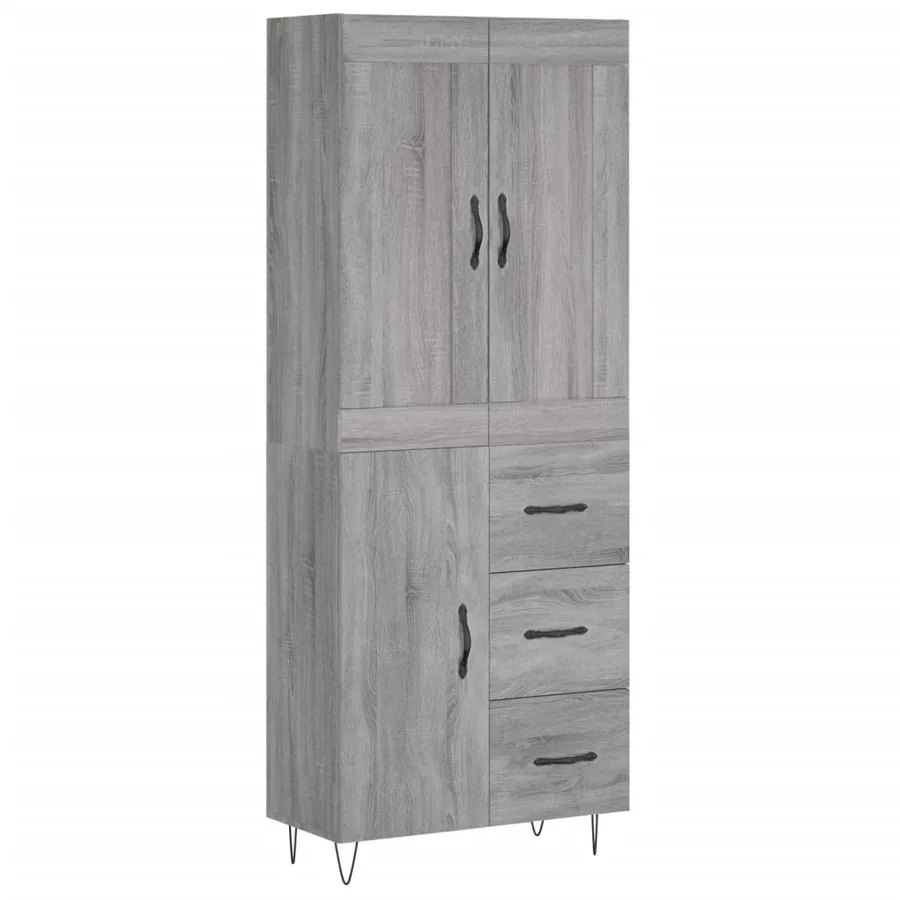 Buffet haut Sonoma gris 69,5x34x180 cm Bois d'ingénierie - 2
