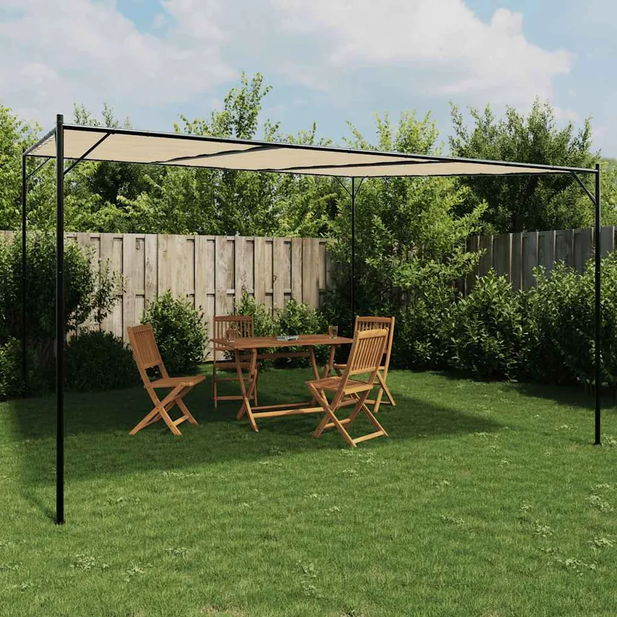 Belvédère beige 4x4 m 180 g/m² tissu et acier