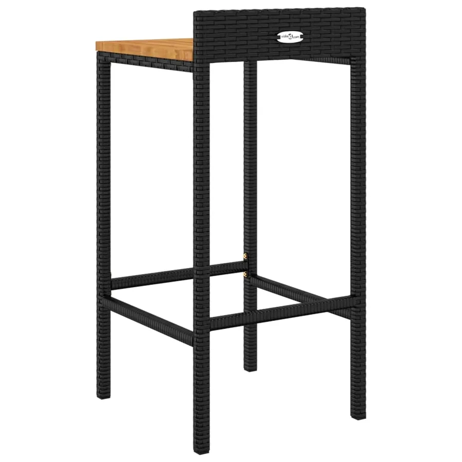 Tabourets de bar lot de 4 noir résine tressée et bois d'acacia - 6