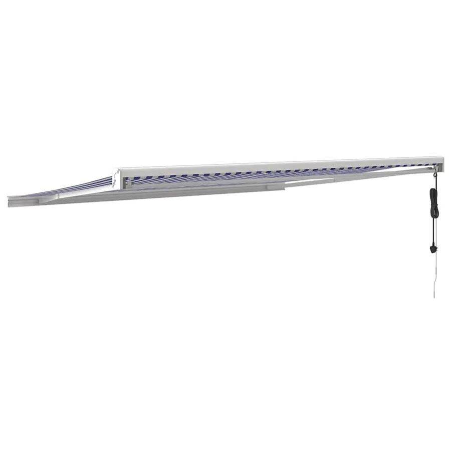Auvent rétractable bleu et blanc 4x3 m tissu et aluminium - 4