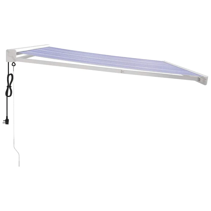 Auvent rétractable bleu et blanc 4x3 m tissu et aluminium - 5