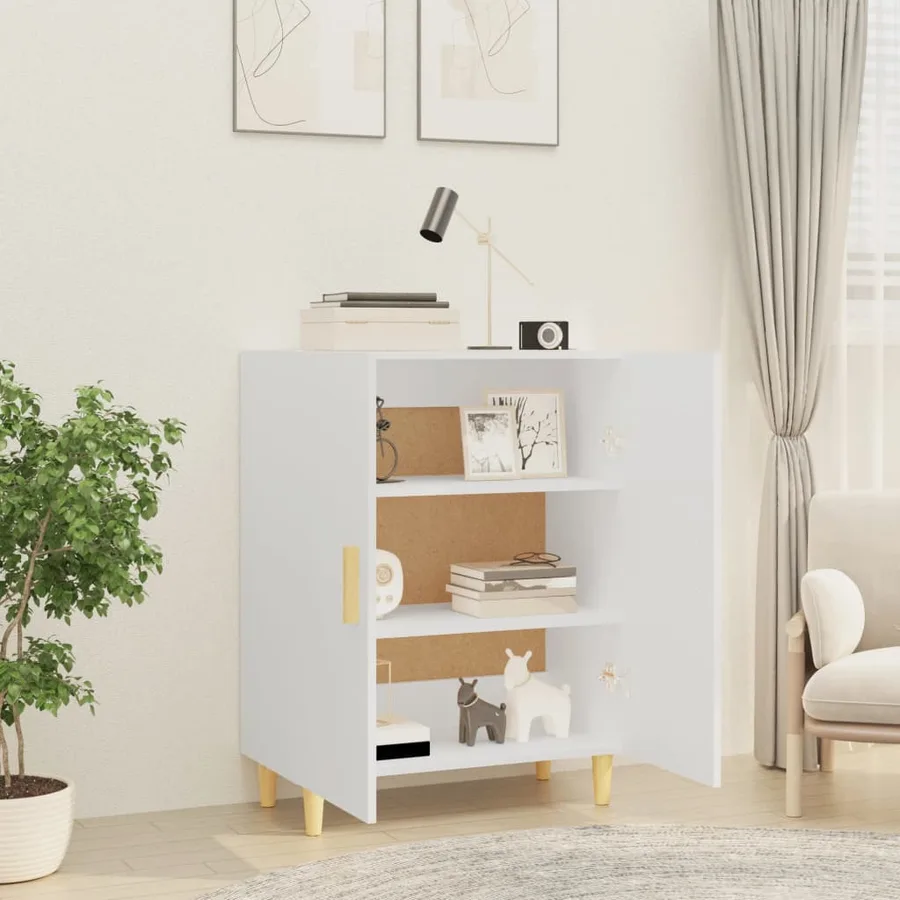 Buffet Blanc 70x34x90 cm Bois d'ingénierie - 6