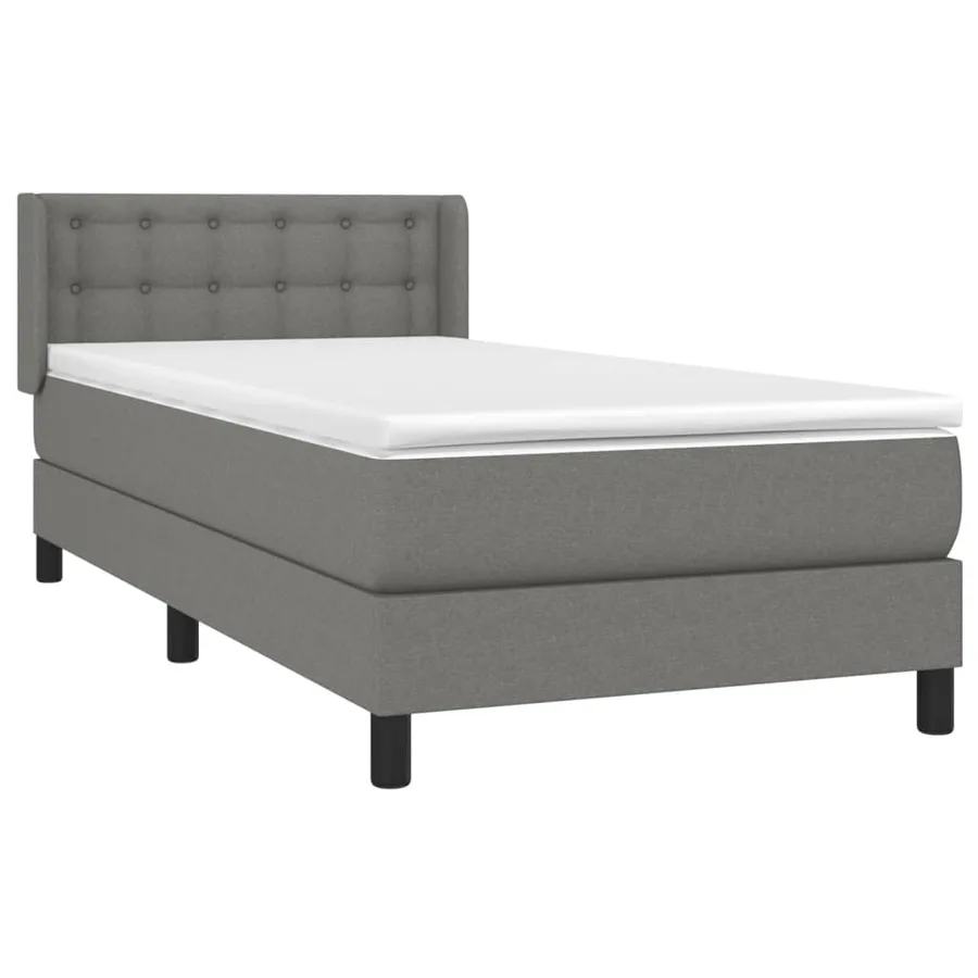Sommier à lattes de lit avec matelas Gris foncé 100x200cm Tissu - 3