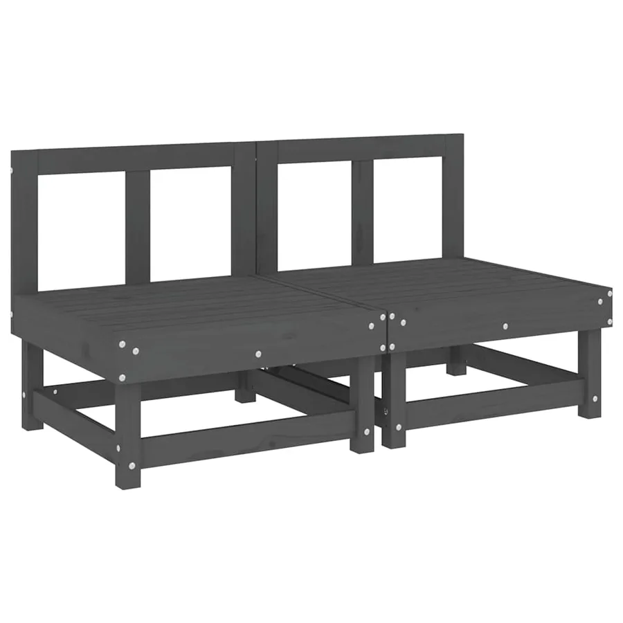 Canapés centraux avec coussins 2 pcs gris bois de pin massif - 3