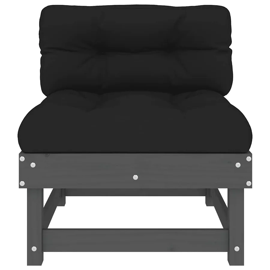 Canapés centraux avec coussins 2 pcs gris bois de pin massif - 5