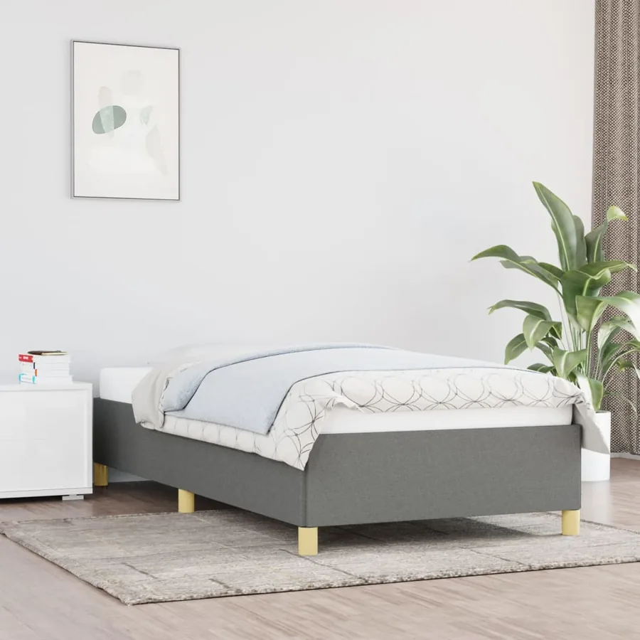 Cadre de lit sans matelas gris foncé 80x200 cm tissu