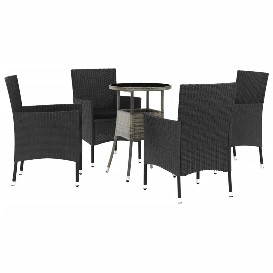 Ensemble de bistro de jardin 5 pcs coussins noir poly rotin - 2