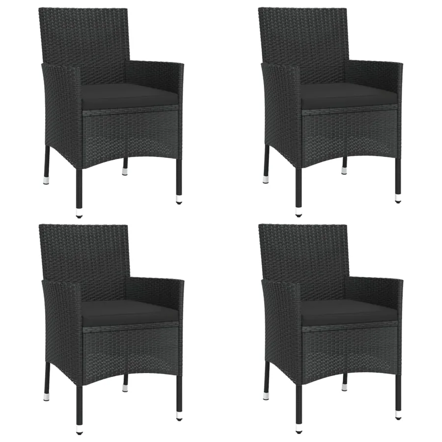 Ensemble de bistro de jardin 5 pcs coussins noir poly rotin - 3