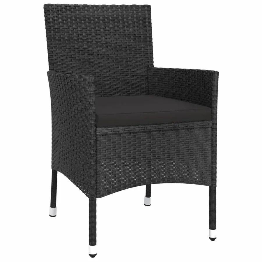 Ensemble de bistro de jardin 5 pcs coussins noir poly rotin - 4