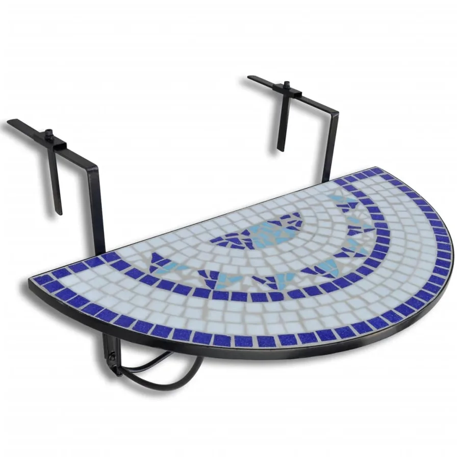 Table suspendue de balcon Bleu et blanc Mosaïque - 2