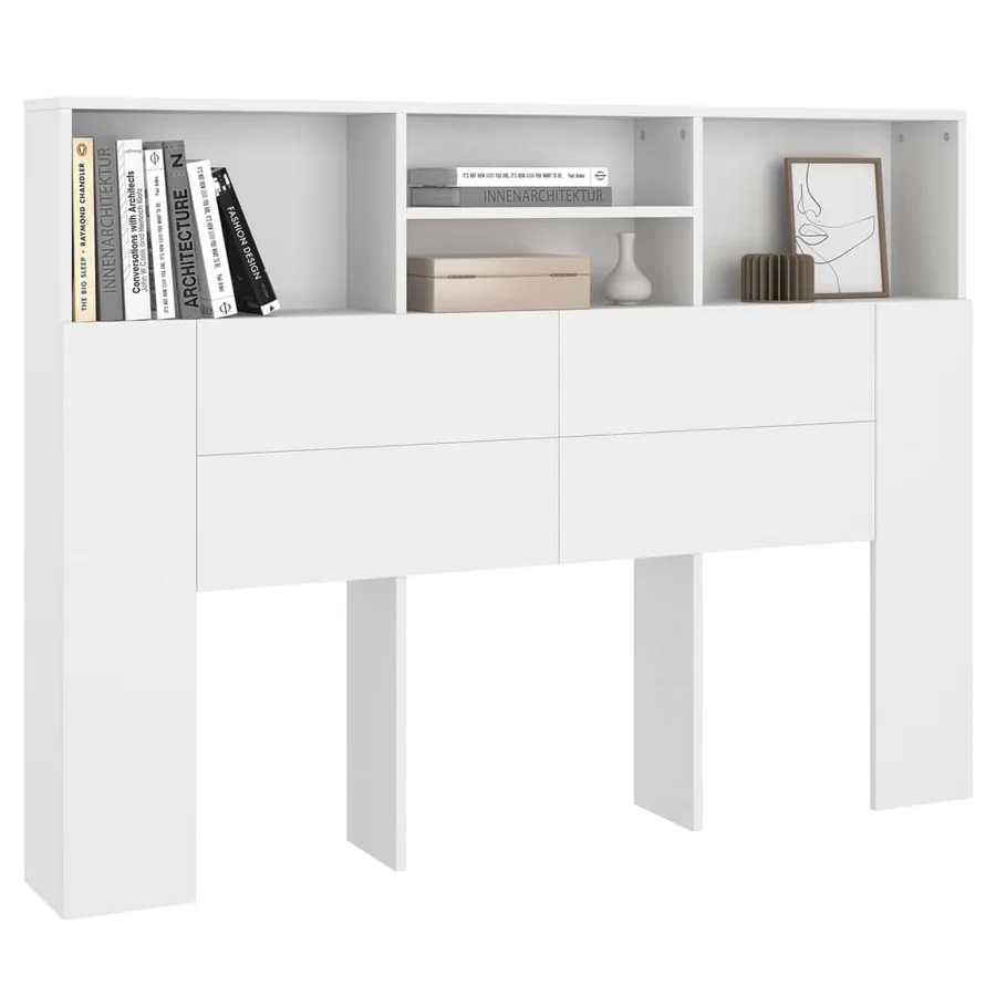 Armoire à tête de lit Blanc 140x19x103,5 cm - 4
