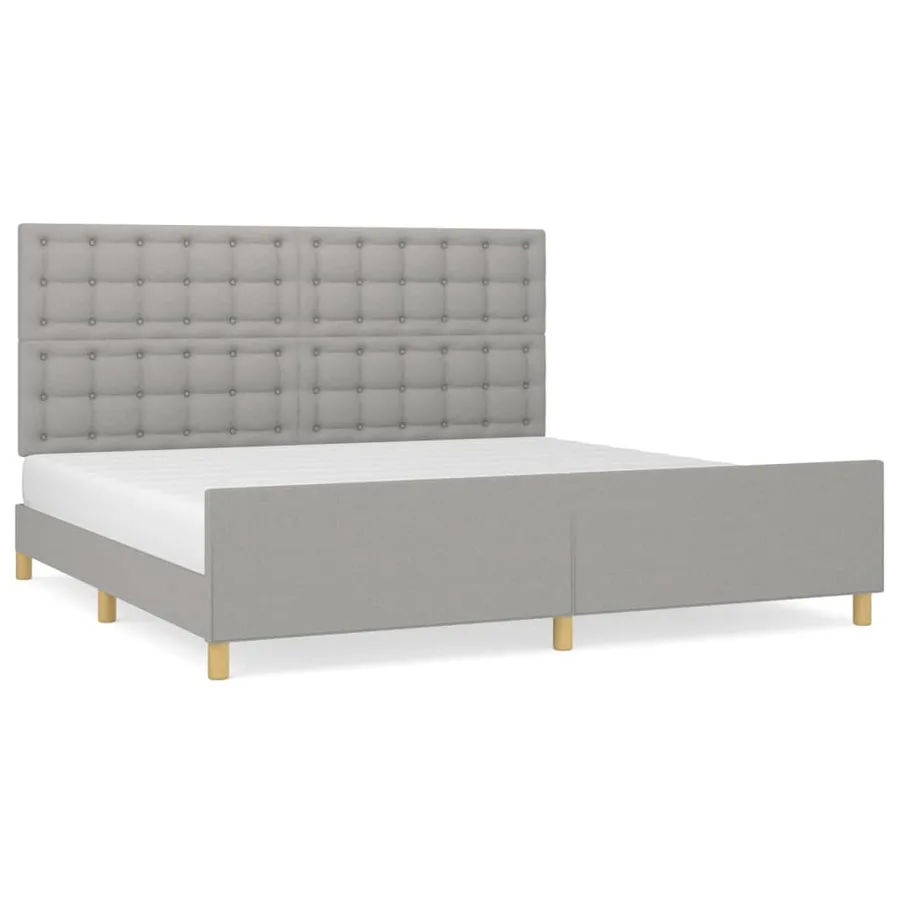 Cadre de lit sans matelas gris clair 200x200 cm tissu - 2