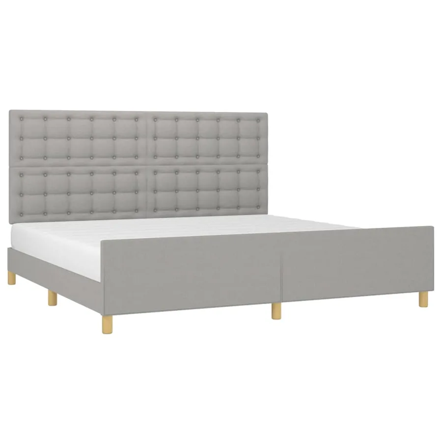 Cadre de lit sans matelas gris clair 200x200 cm tissu - 3