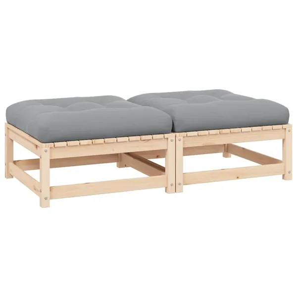 Repose-pieds de jardin avec coussins lot de 2 Pin massif