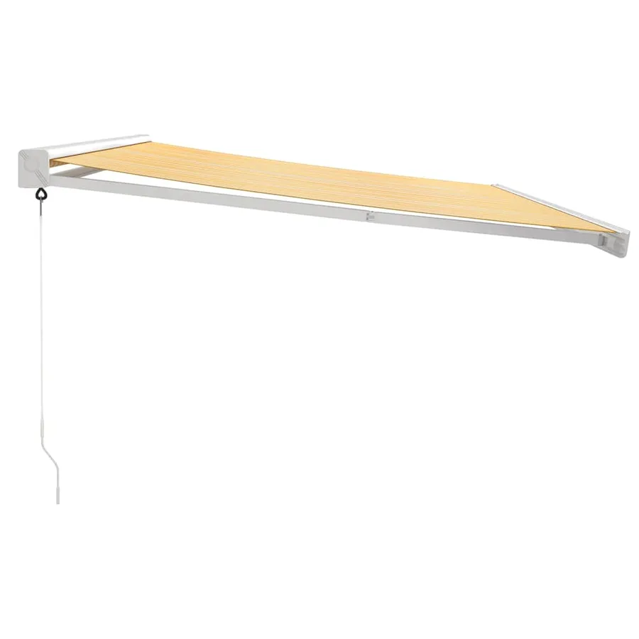 Auvent rétractable jaune et blanc 4x3 m tissu et aluminium - 6