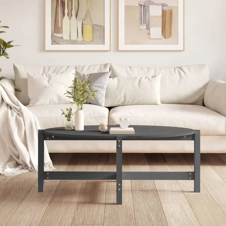 Table basse Gris 118x63x45 cm Bois massif de pin - 3