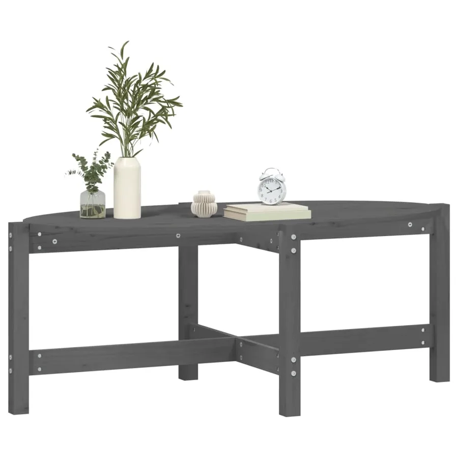 Table basse Gris 118x63x45 cm Bois massif de pin - 4