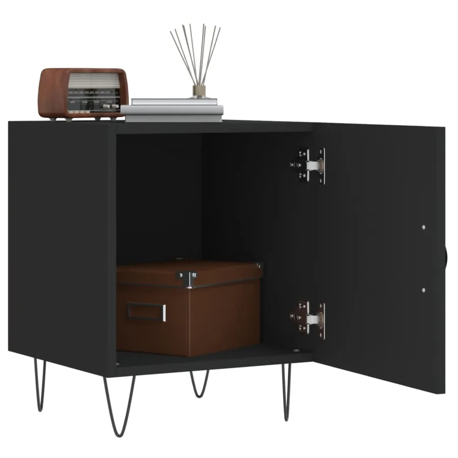 Table de chevet noir 40x40x50 cm bois d’ingénierie - 3