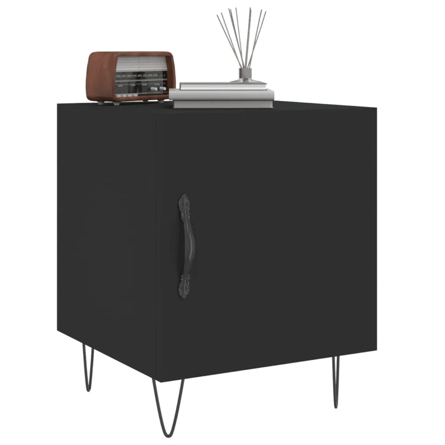 Table de chevet noir 40x40x50 cm bois d’ingénierie - 4