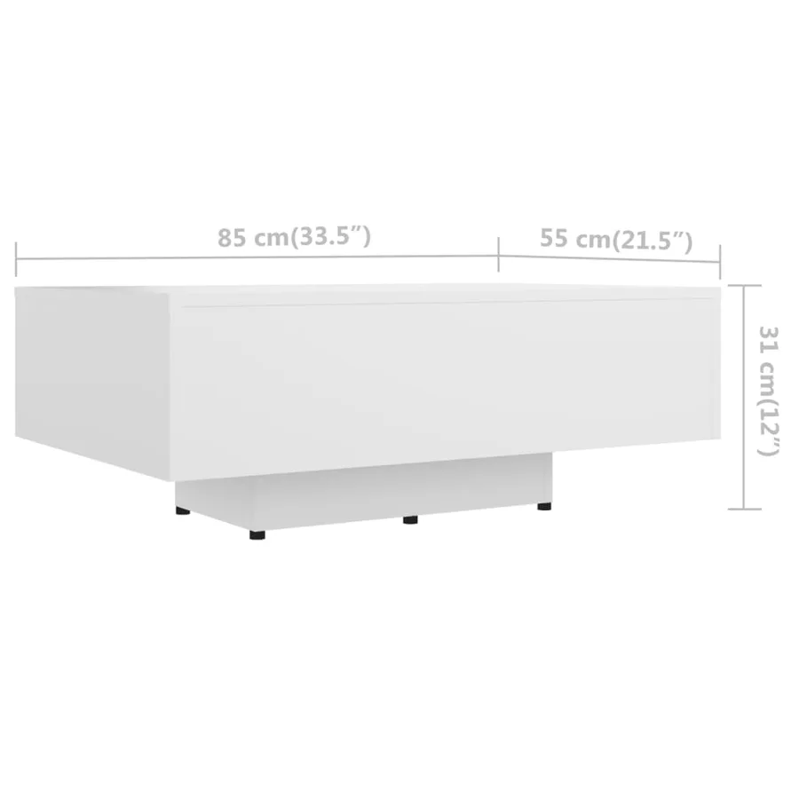 Table basse Blanc 85x55x31 cm Bois d'ingénierie - 6
