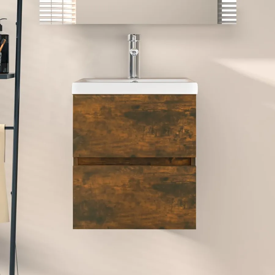 Armoire d'évier Chêne fumé 41x38,5x45 cm Bois d'ingénierie