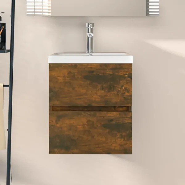 Armoire d'évier Chêne fumé 41x38,5x45 cm Bois d'ingénierie