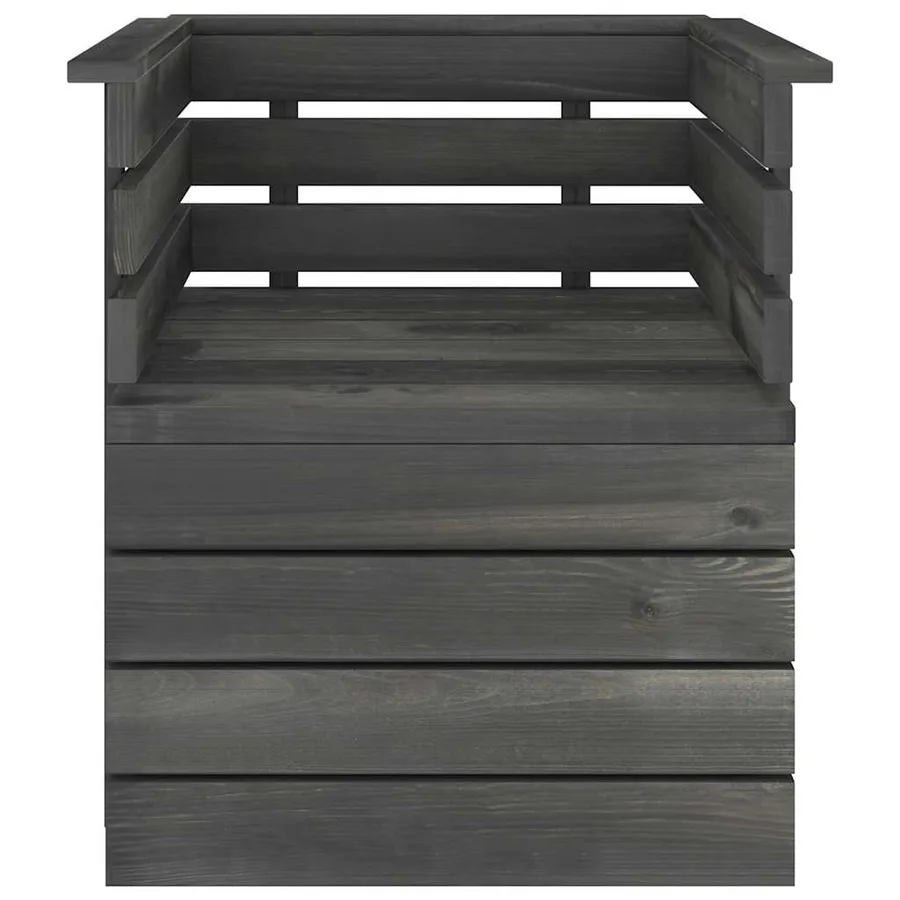 Fauteuil de jardin Bois de pin massif Gris foncé - 2