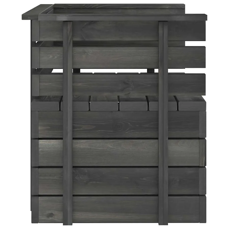 Fauteuil de jardin Bois de pin massif Gris foncé - 4