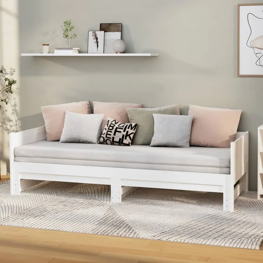 Lit coulissant sans matelas blanc 2x(90x190) cm