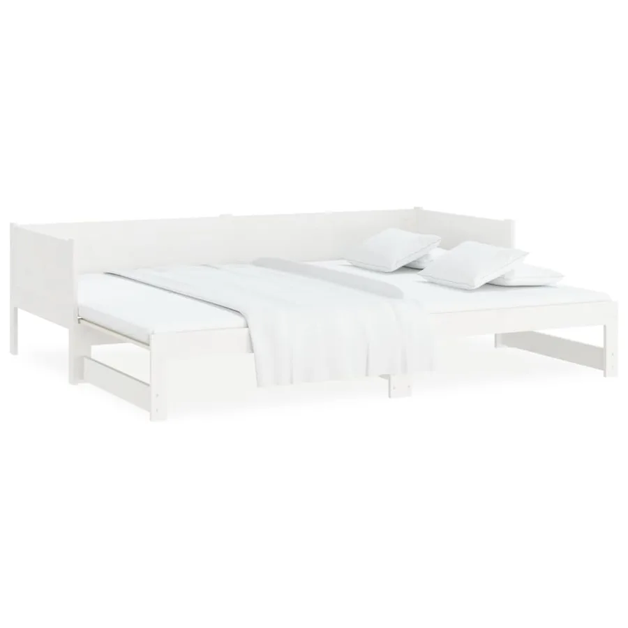 Lit coulissant sans matelas blanc 2x(90x190) cm - 8