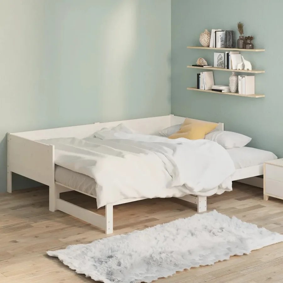 Lit coulissant sans matelas blanc 2x(90x190) cm - 9
