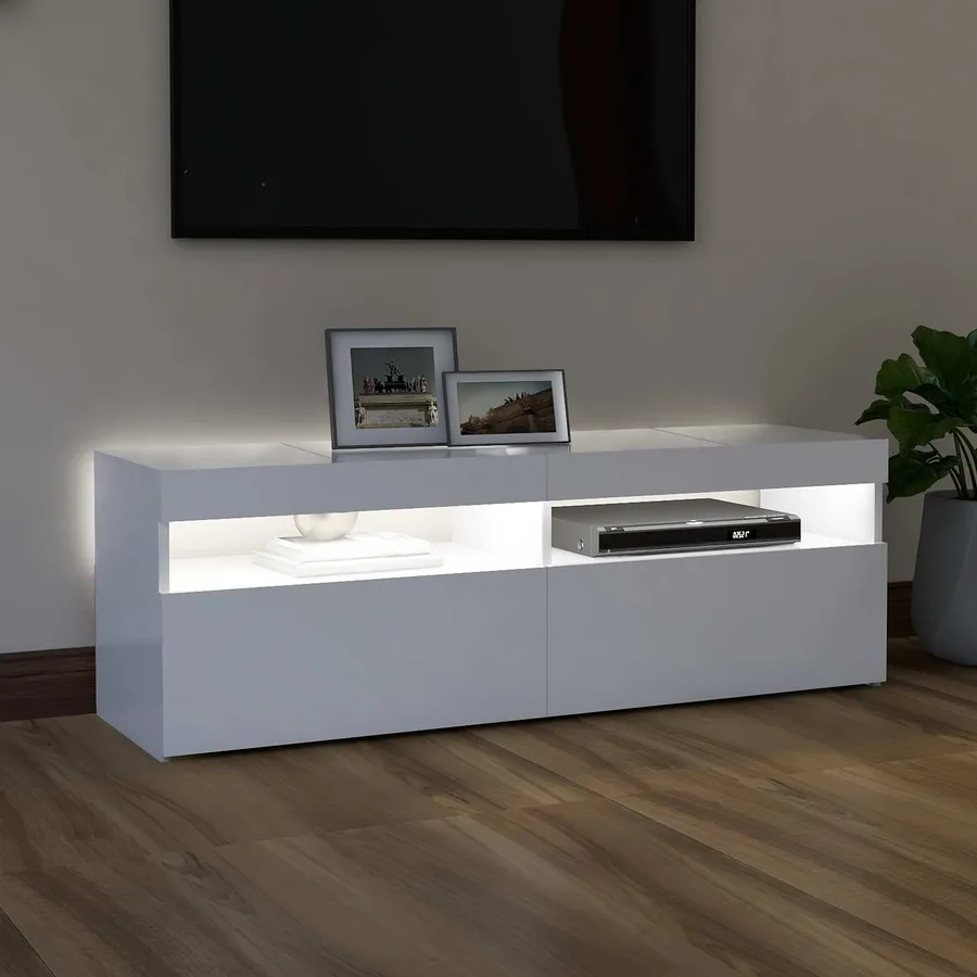 Meuble TV avec lumières LED blanc 120x35x40 cm - 3