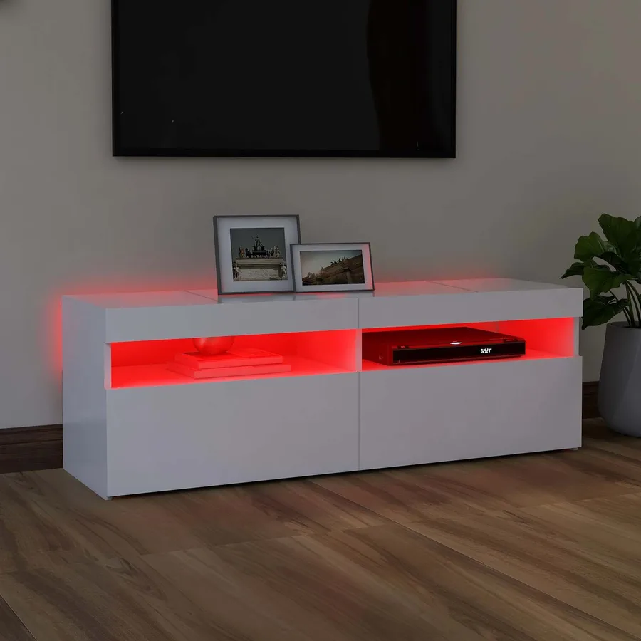 Meuble TV avec lumières LED blanc 120x35x40 cm - 4