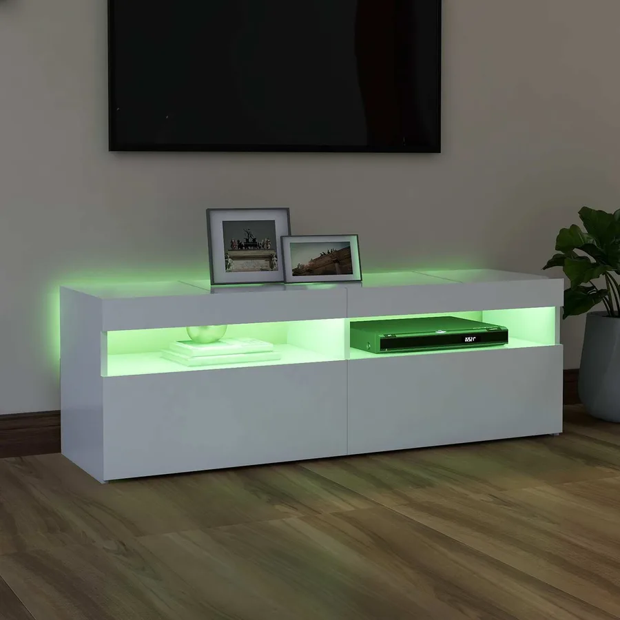 Meuble TV avec lumières LED blanc 120x35x40 cm - 5