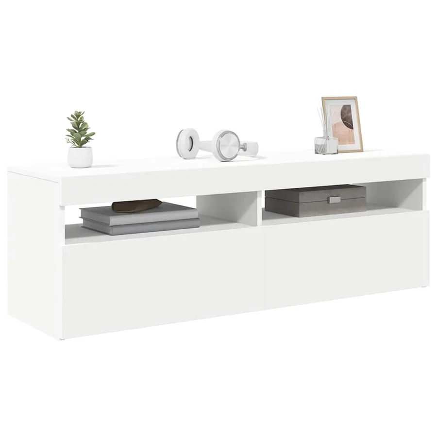 Meuble TV avec lumières LED blanc 120x35x40 cm - 7