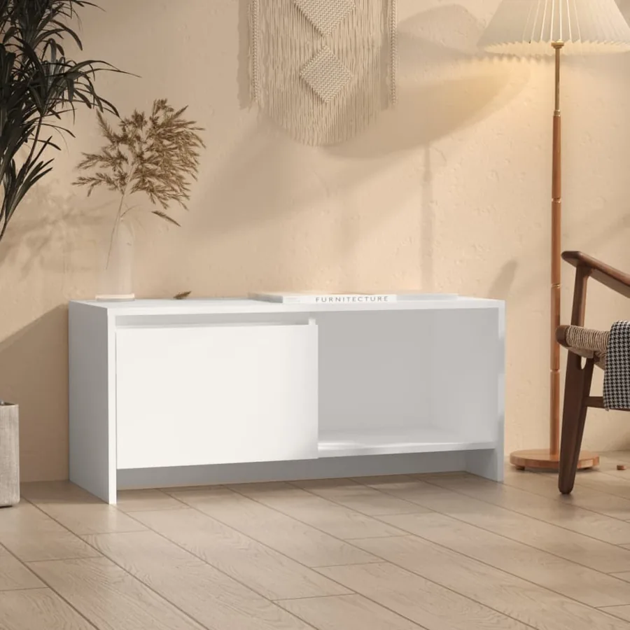 Meuble TV Blanc 90x35x40 cm Bois d'ingénierie