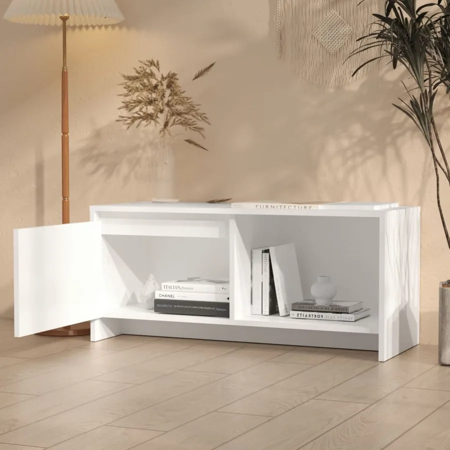 Meuble TV Blanc 90x35x40 cm Bois d'ingénierie - 3