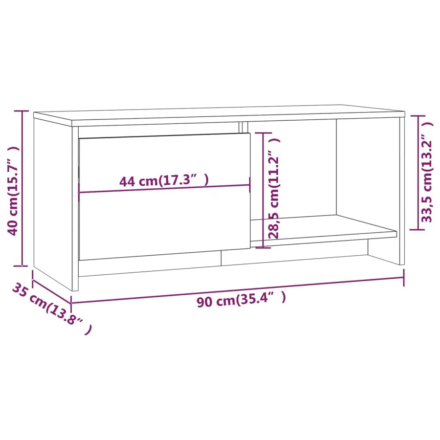 Meuble TV Blanc 90x35x40 cm Bois d'ingénierie - 8
