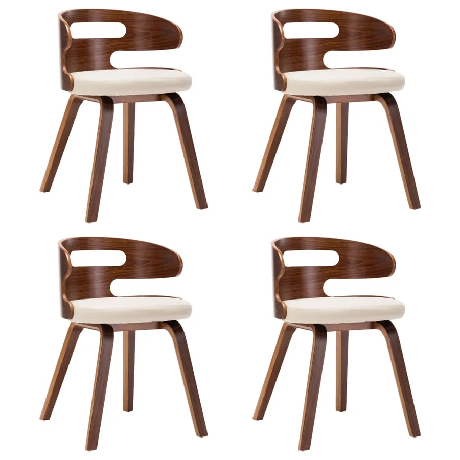 Chaises à manger lot de 4 crème bois courbé et similicuir - 2