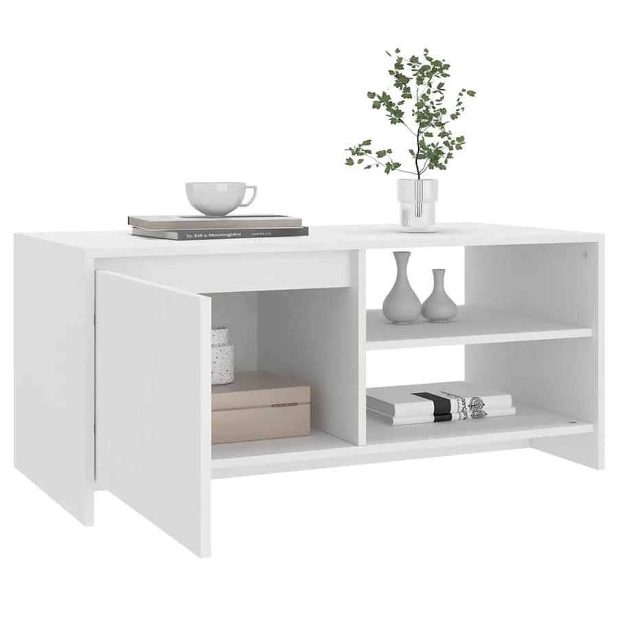 Table basse Blanc 102x50x45 cm Bois d'ingénierie - 4